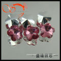 rose red flower shape silver plating bottom gemstone glass stone for Decoration